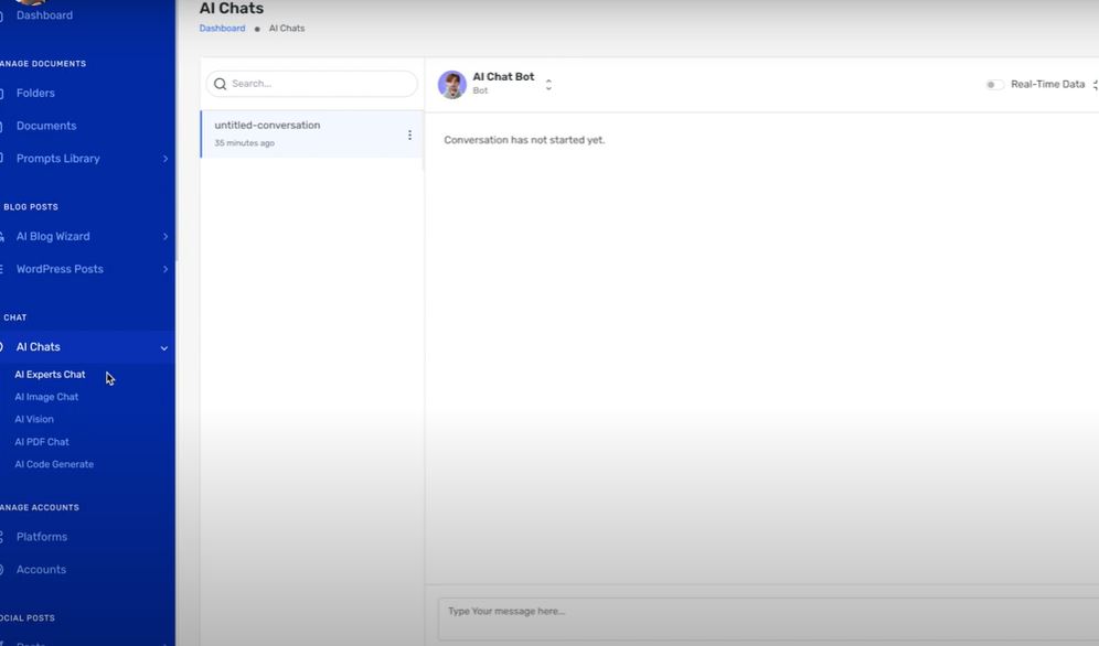 AI Chat option inside the tool