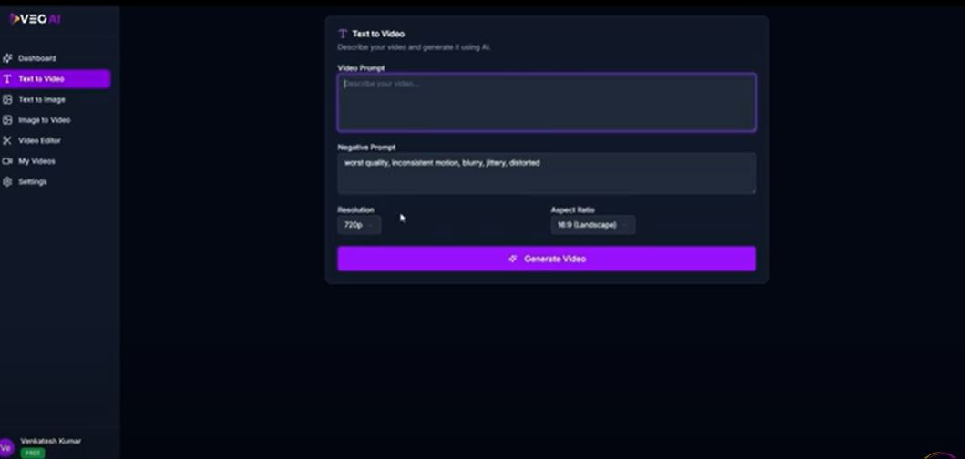 veo ai text to video option