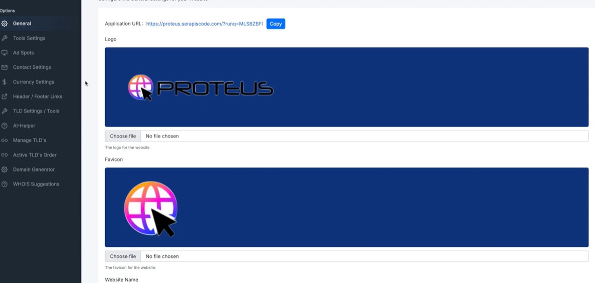 INSIDE THE APP THE GENERAL OPTION