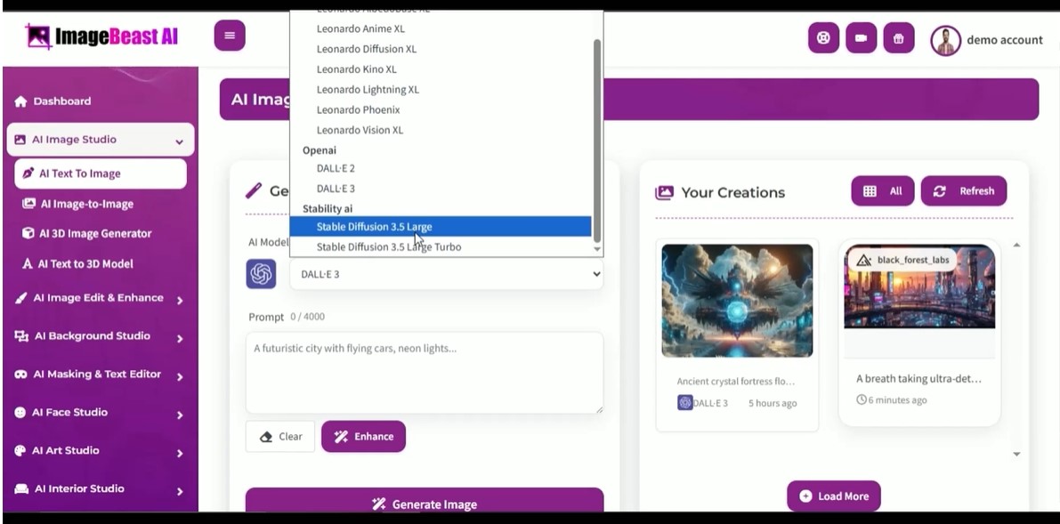 imagebeast ai inside the tool