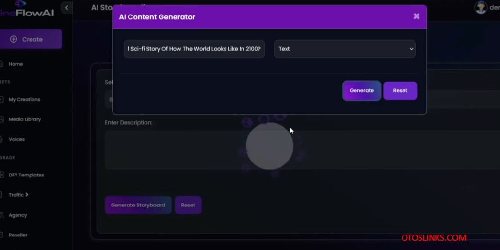 CINEFLOWAI AI CONTENT GENERATOR OPTION