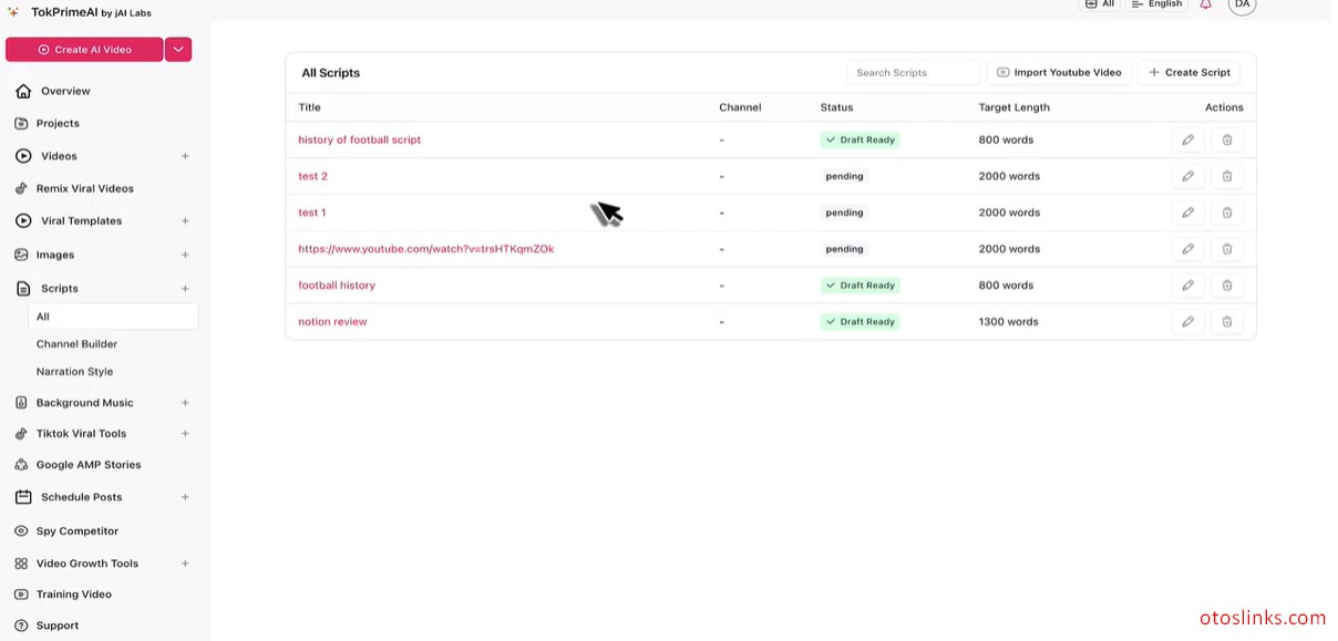 insde the tool dashboard all script option