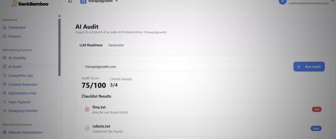 rankramboo ai audit option