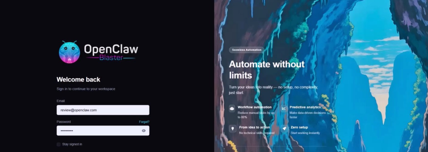OpenClaw dashboard inside the app