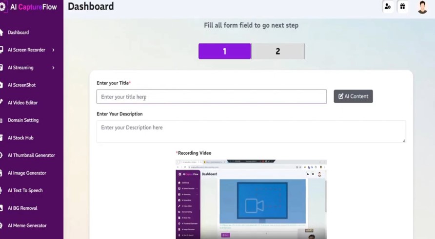 dashboard ai capture flow