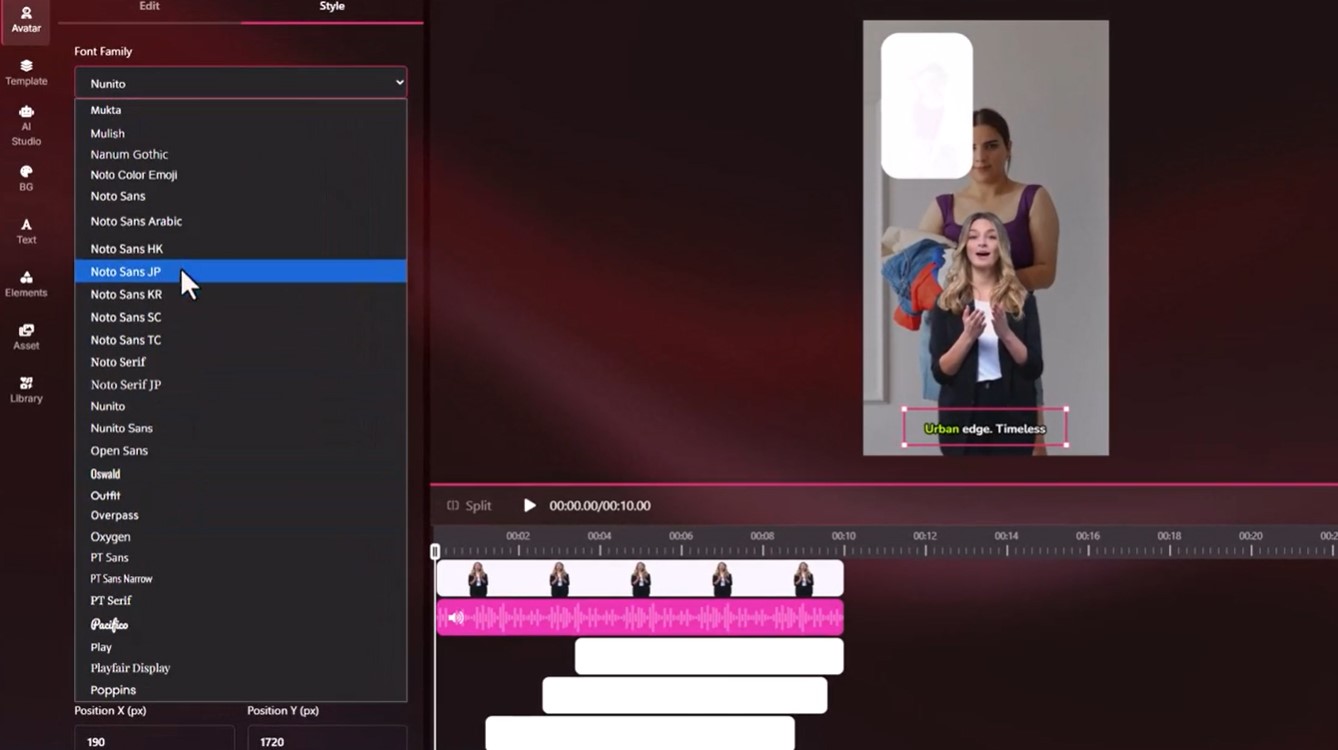 inside insata engine ai tool dashboard avatar option