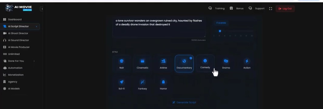 ai movie director inside the dashboard