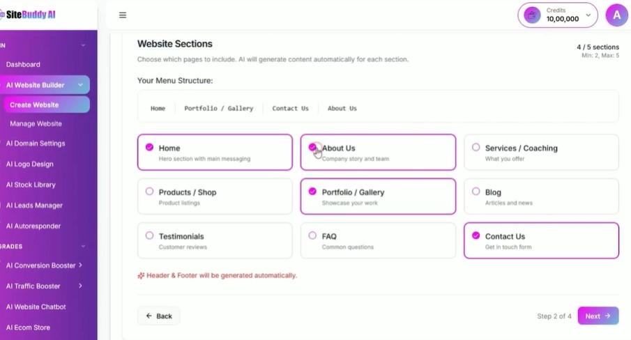 inside the dashboard site section